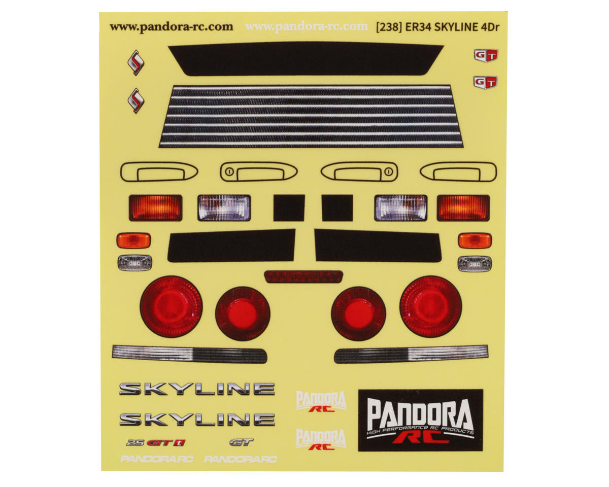 Pandora RC 1/10 Nissan Skyline ER34 Sedan Drift Body Set (Clear) (257-260mm)