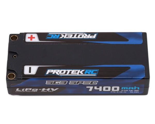 ProTek RC 2S 150C Low IR SG3 HV Mid-Sized LiPo Battery (7.6V/7400mAh) w/5mm Connectors (ROAR Approved) (113mm Length)