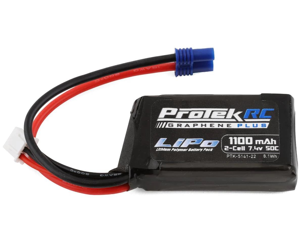 ProTek RC 2S 7.4v 50C 1100mAh Losi Mini T/B & JRX2 LiPo Battery w/EC2 Connector