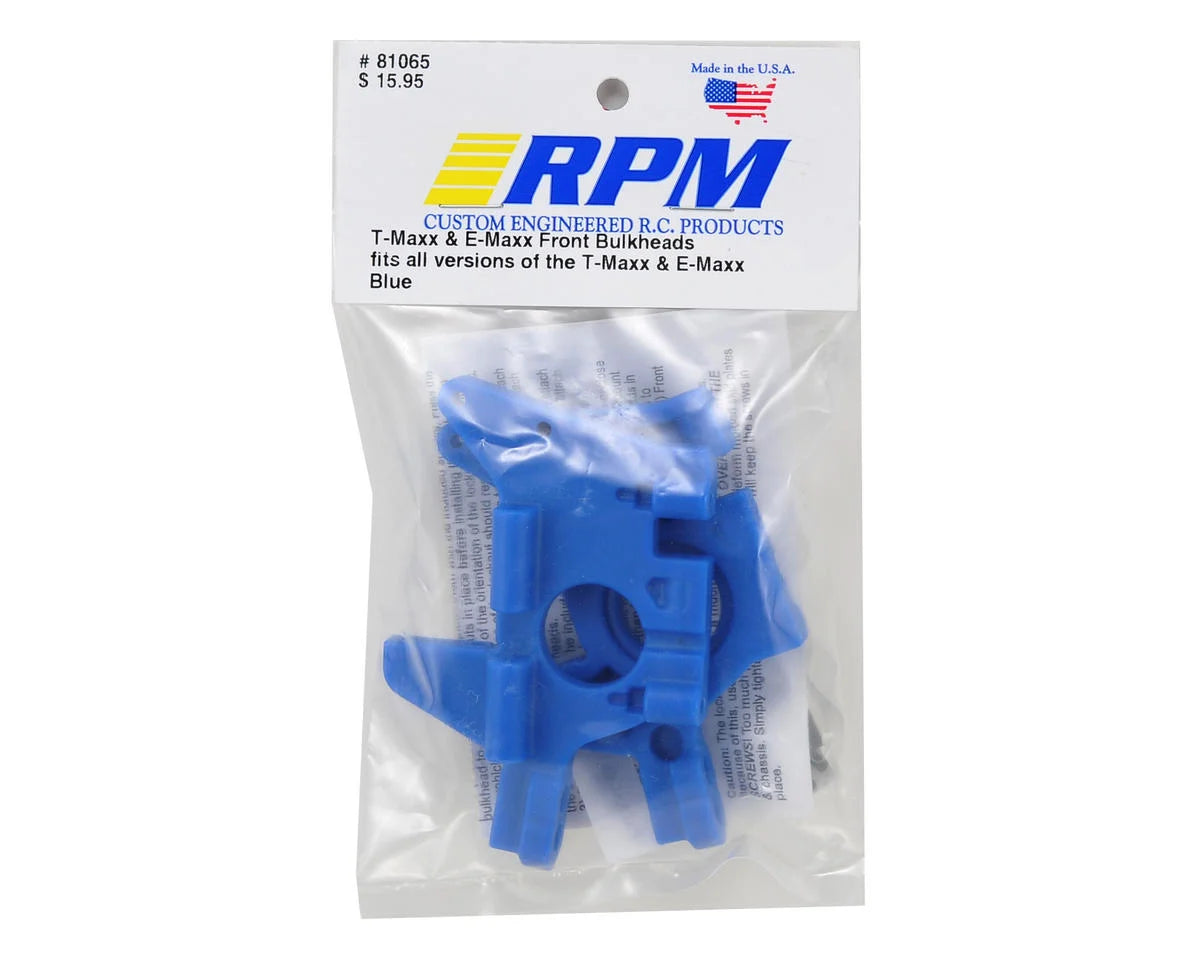 RPM Traxxas T-Maxx/E-Maxx Front Bulkhead Set (Blue)