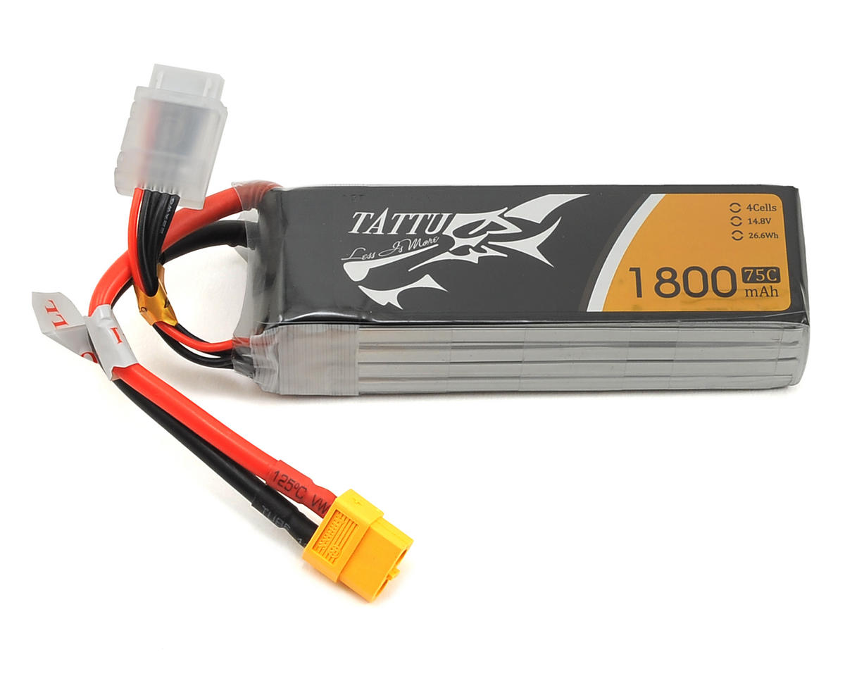 Tattu 4S LiPo Battery 75C (14.8V/1800mAh) (JST-XH) w/XT-60 Connector