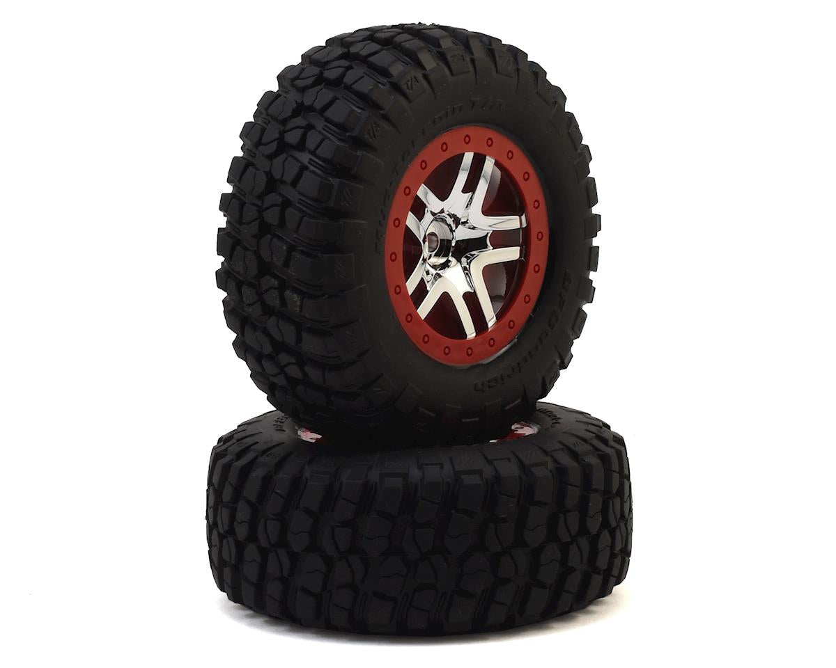 Neumáticos traseros Traxxas BFGoodrich Mud TA (2) (cromo satinado) (estándar) con rueda trasera de radios divididos 