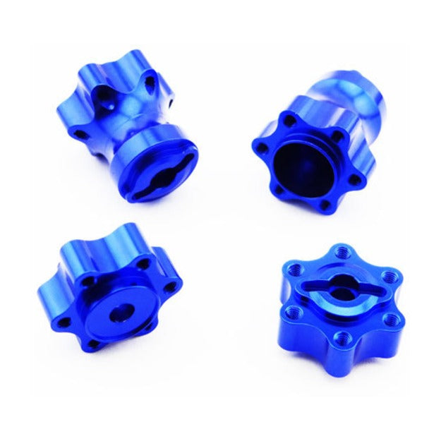 Hot Racing Axial Yeti Aluminum One-Piece Wheel Hub Set (Blue) (4)