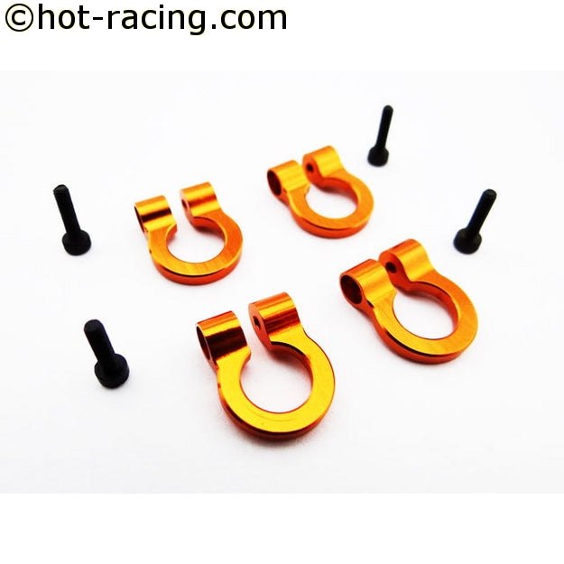 Hot Racing 1/10 Escala Aluminio Naranja Tow Grillete D-Rings (4) ** DESCATALOGADO