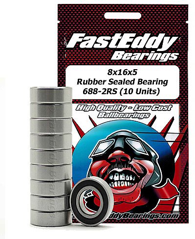 Fast Eddy 8x16x5 Rubber Sealed Bearing 688-2RS (10 Units) *Archived