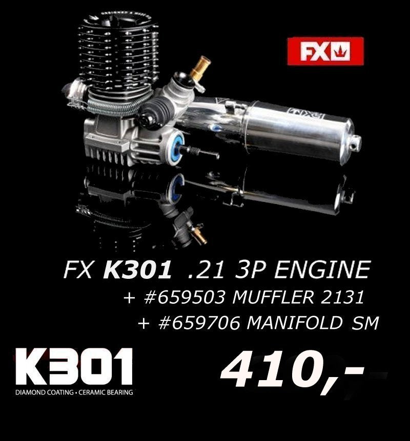 FX K301 - COMBO: ENGINE + #659503 MUFFLER 2131 + #659706 MANIFOLD SM *Archived
