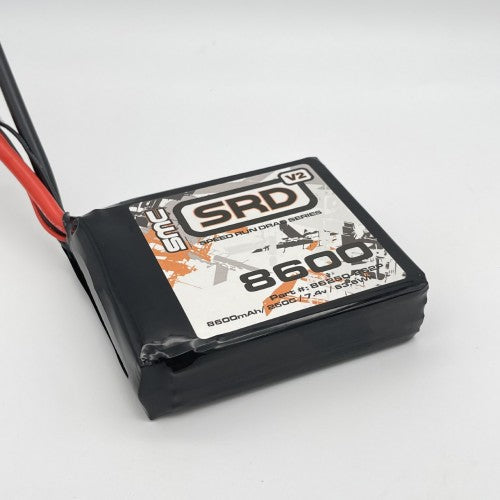 SMC SRD-V2 7.4V 2S 8600mAh-250C Square Softcase Drag Racing Batería (sin conector)