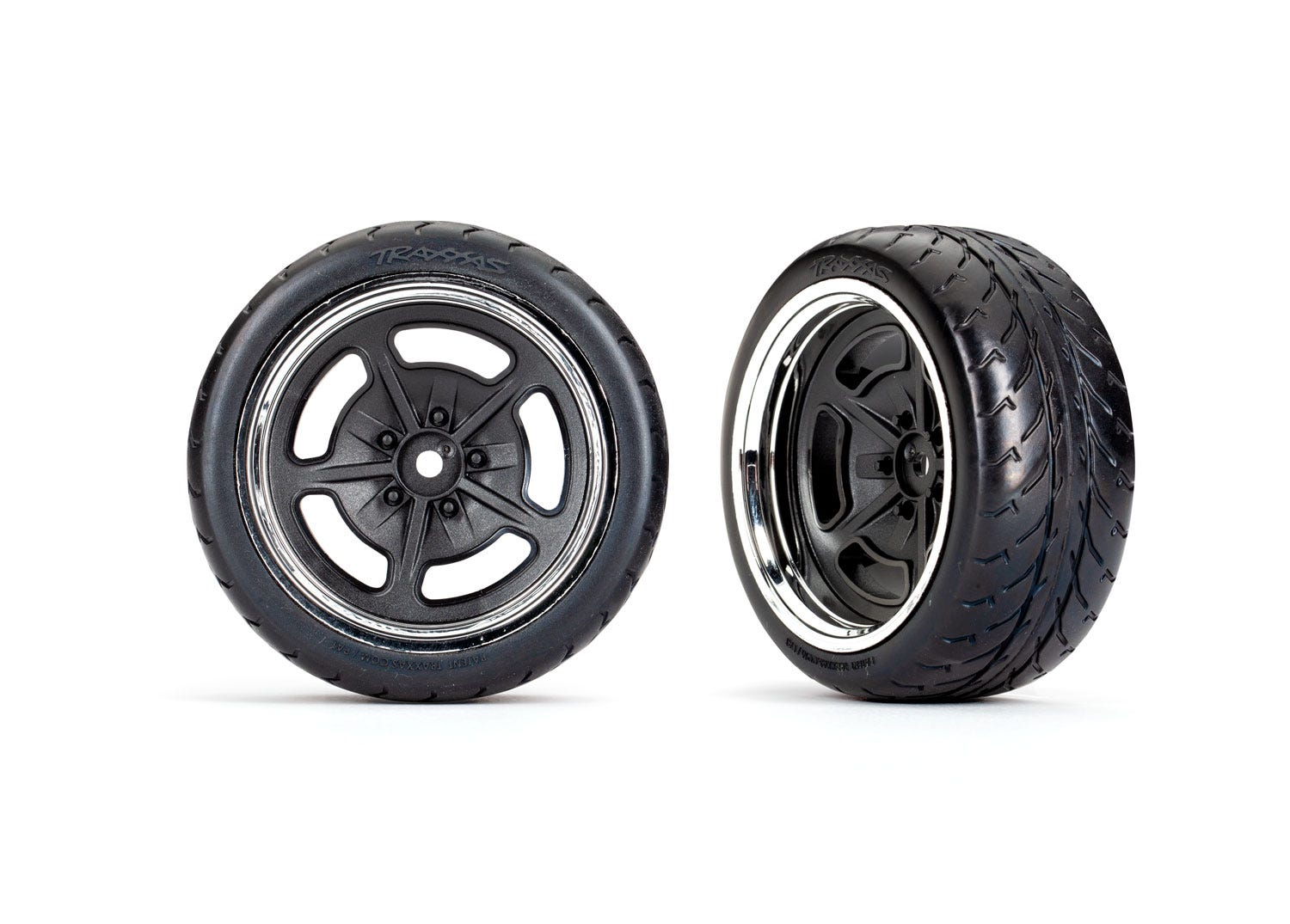 Traxxas Hot Rod Tires & Wheels, Black & Chrome
