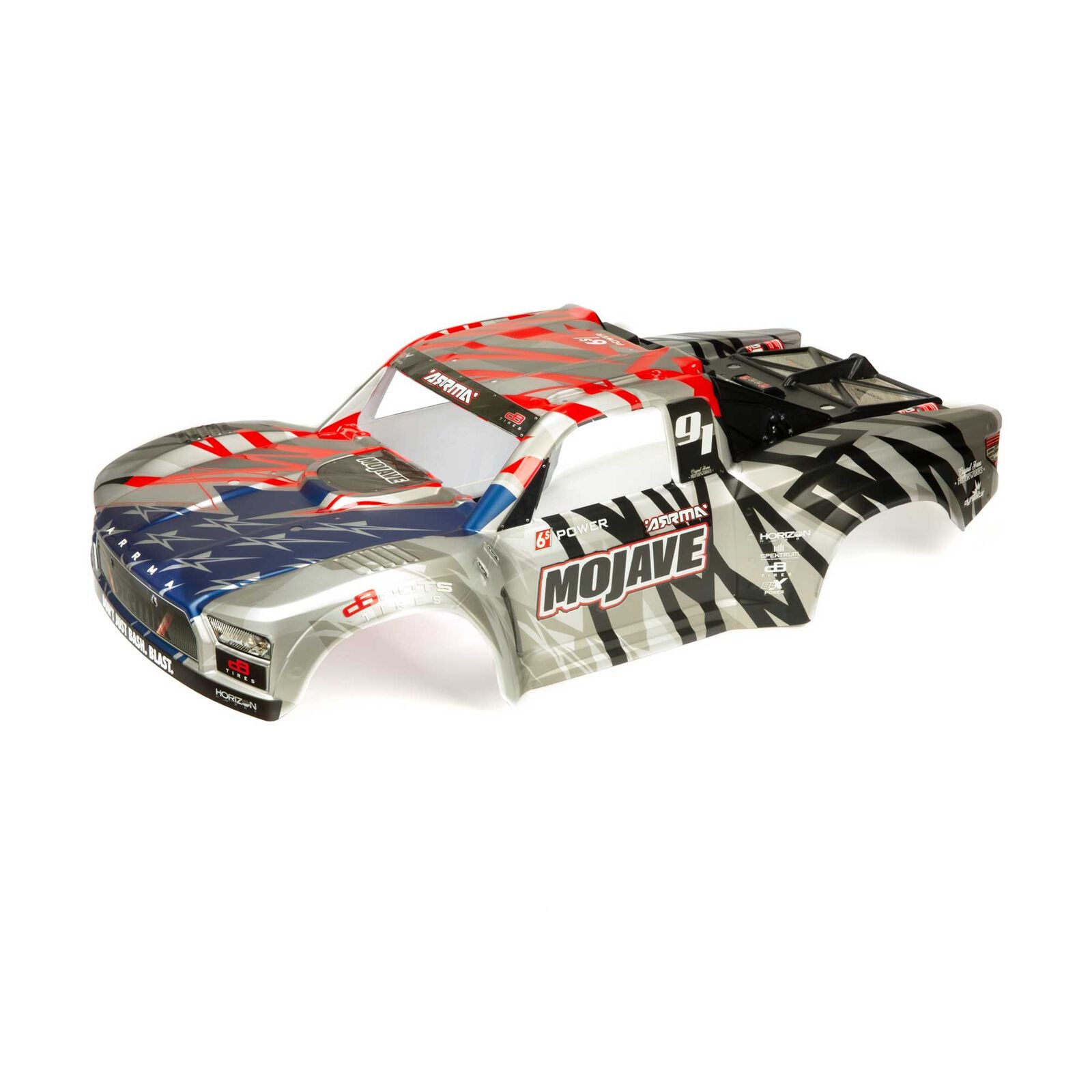 Arrma 1/7 Painted Body, Silver/Red: MOJAVE 6S BLX