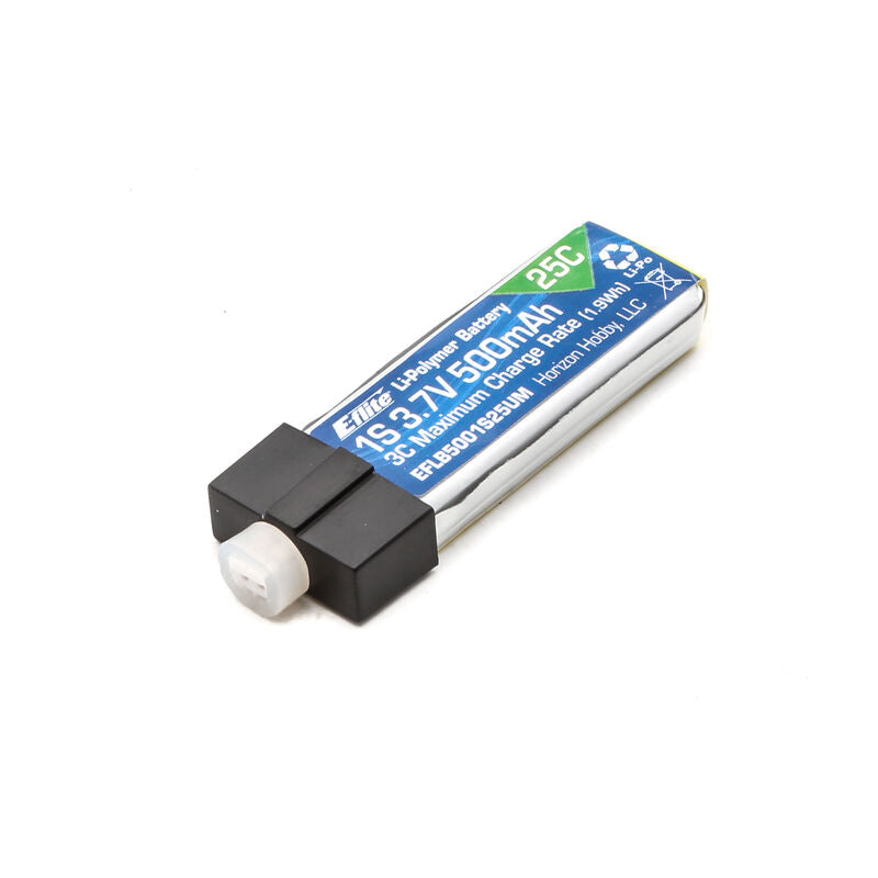 Paquete de batería LiPo de alta corriente E-flite 1S 25C con conector UMX (3.7V/500mAh