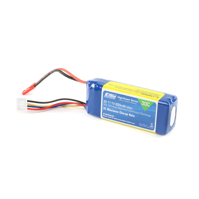 E-flite 3S LiPo Battery Pack 30C (11.1V/800mAh) REORD SPMX8003SJ50 *Archived