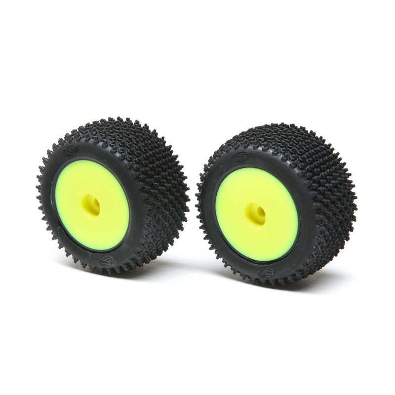 Losi Step Pin Mounted Rear Tires, Yellow (2): Mini-T 2.0