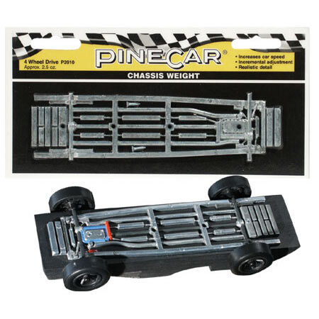Peso del chasis PineCar, tracción en las cuatro ruedas 2.5 oz