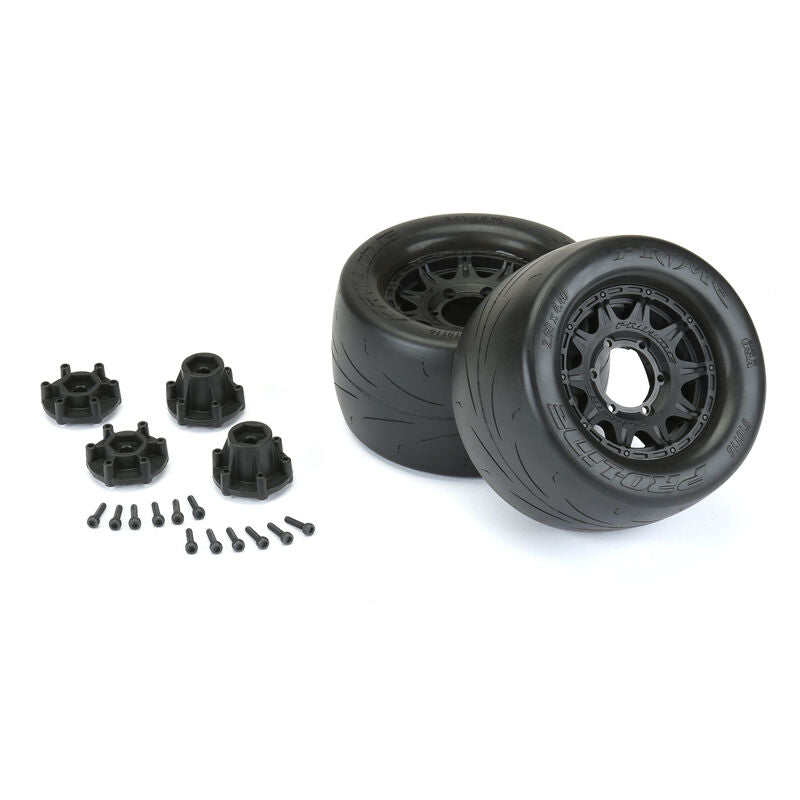 Pro-Line 1/10 Prime Front/Rear 2.8" Street MT Tires Mounted 12mm Blk Raid (2)