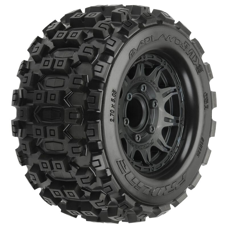 Pro-Line 1/10 Badlands MX28 F/R 2.8" Neumáticos montados MT 12mm (2) Negro 