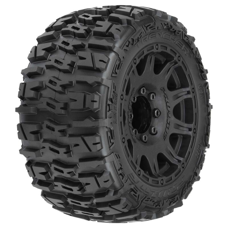 Pro-Line 1/8 Trencher LP F/R 3.8" MT Tires Mounted 17mm Blk Raid (2)
