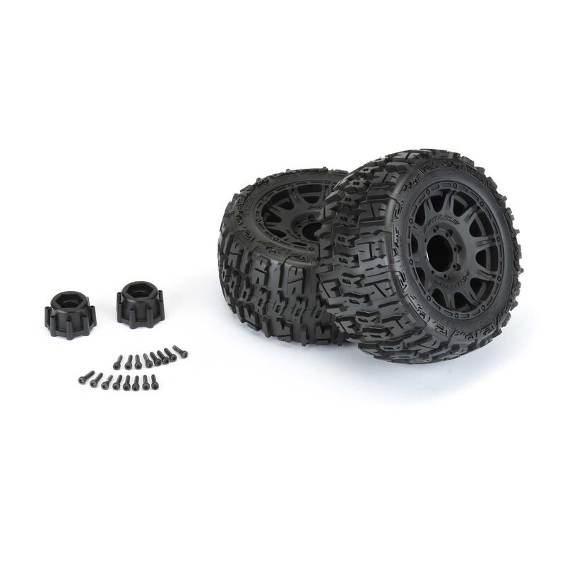 Pro-Line 1/8 Trencher LP F/R 3.8" MT Tires Mounted 17mm Blk Raid (2)
