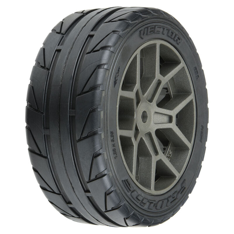Pro-Line 1/8 Vector S3 Front/Rear 35/85 2.4" Belted Mounted Tires, 14mm Gray