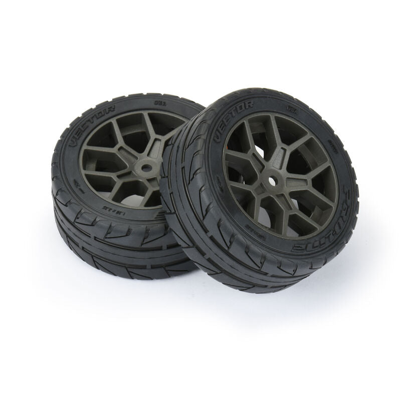 Pro-Line 1/8 Vector S3 Front/Rear 35/85 2.4" Belted Mounted Tires, 14mm Gray