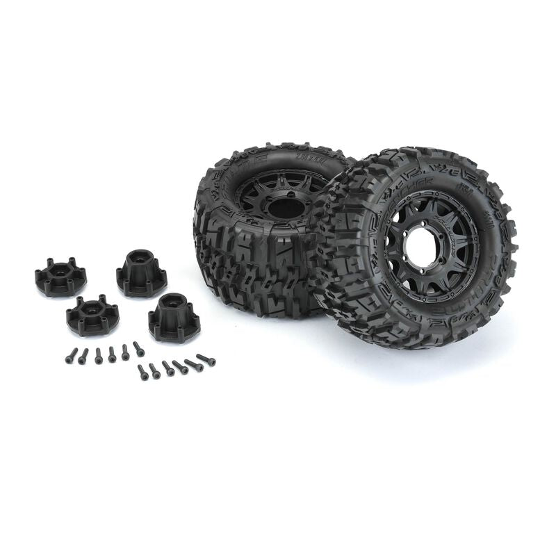 Pro-Line 1/10 Trencher Front/Rear 2.8" MT Tires Mounted 12mm Blk Raid (2)