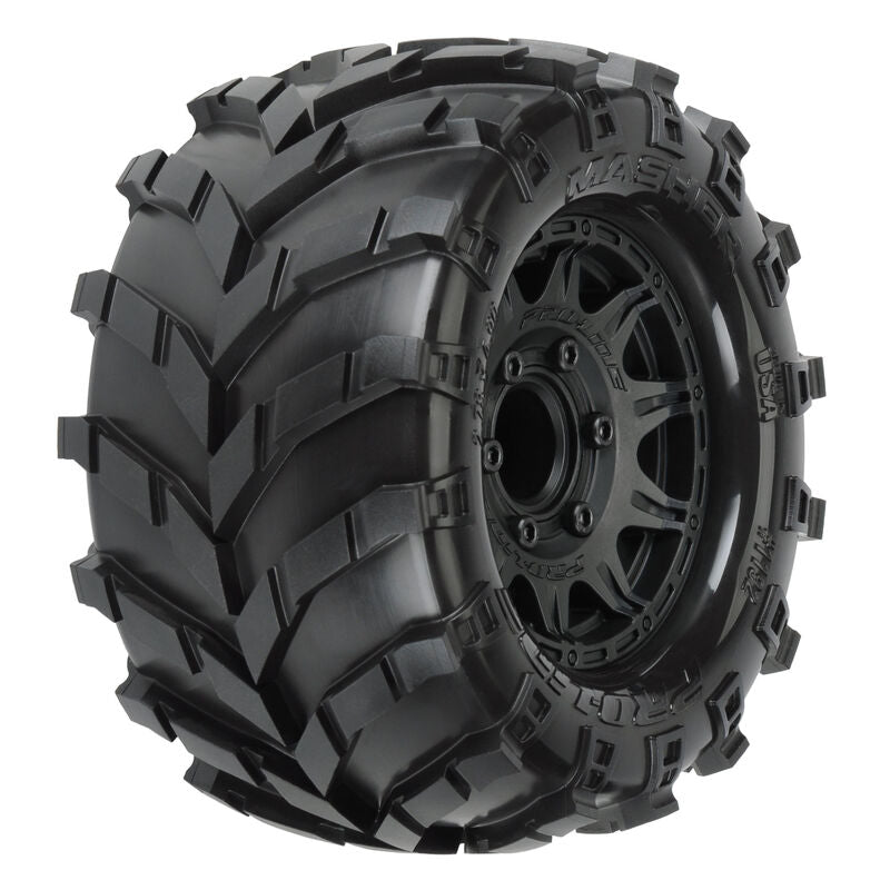 Pro-Line 1/10 Masher Front/Rear 2.8" MT Tires Mounted 12mm Blk Raid (2)