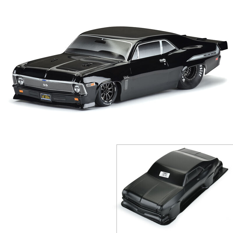 Pro-Line 1/10 1969 Chevrolet Nova Tough-Color Cuerpo negro: Drag Car 