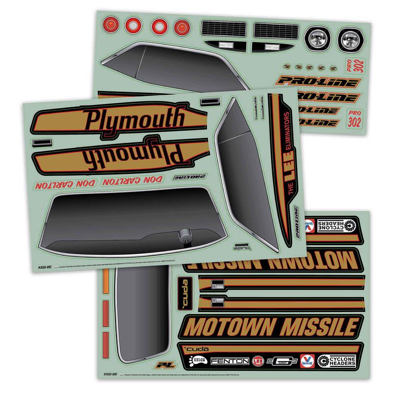 Pro-Line 1/10 1972 Plymouth Barracuda Motown Missile Cuerpo negro: Drag Car 