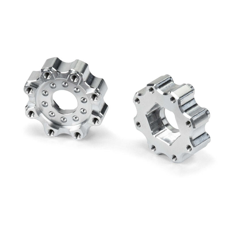 Adaptadores hexagonales de aluminio Pro-Line 1/8 8x32 a 17 mm ZERO Offset