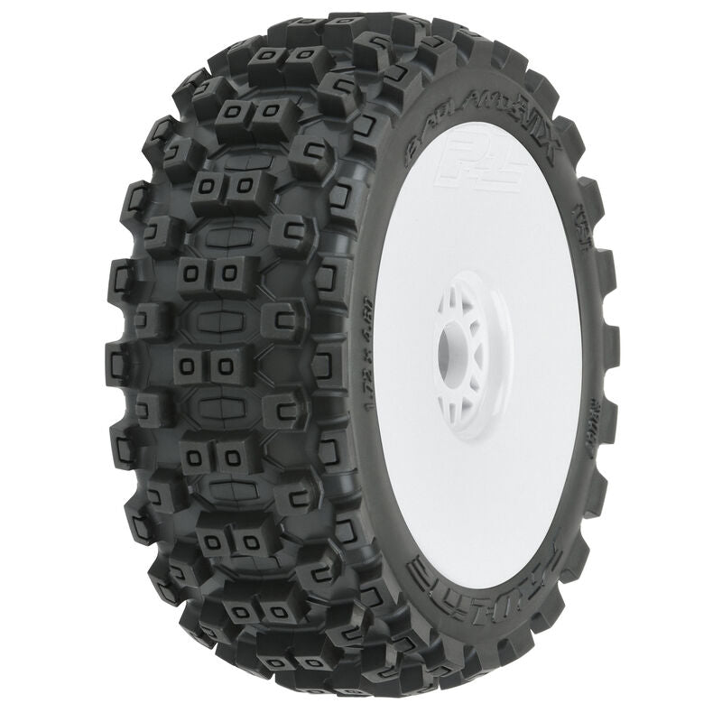 Pro-Line 1/8 Badlands MX M2 Front/Rear Buggy Tires Mounted 17mm White (2)