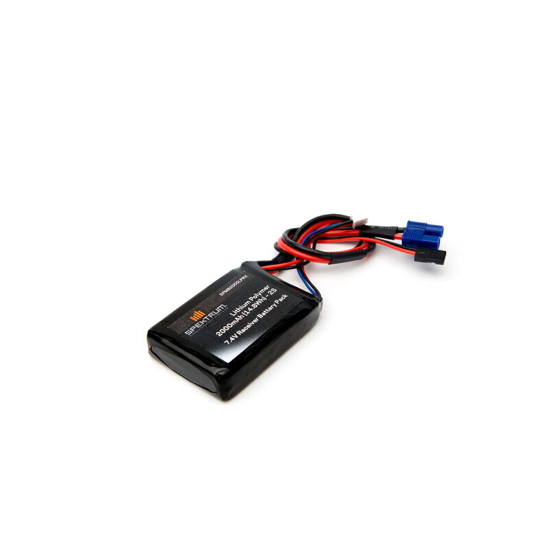 Spektrum RC 7.4V 2000mAh 2S LiPo Receiver Battery: Universal Receiver, EC3 *Archived