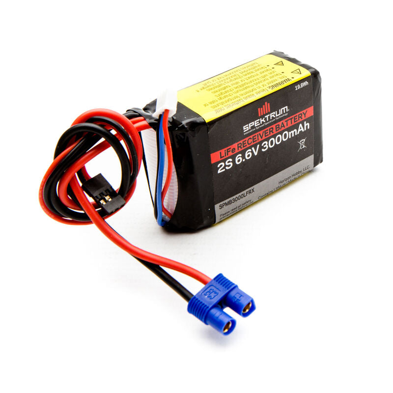 Spektrum RC 6.6V 3000mAh 2S LiFe Receiver Battery: Universal Receiver, EC3
