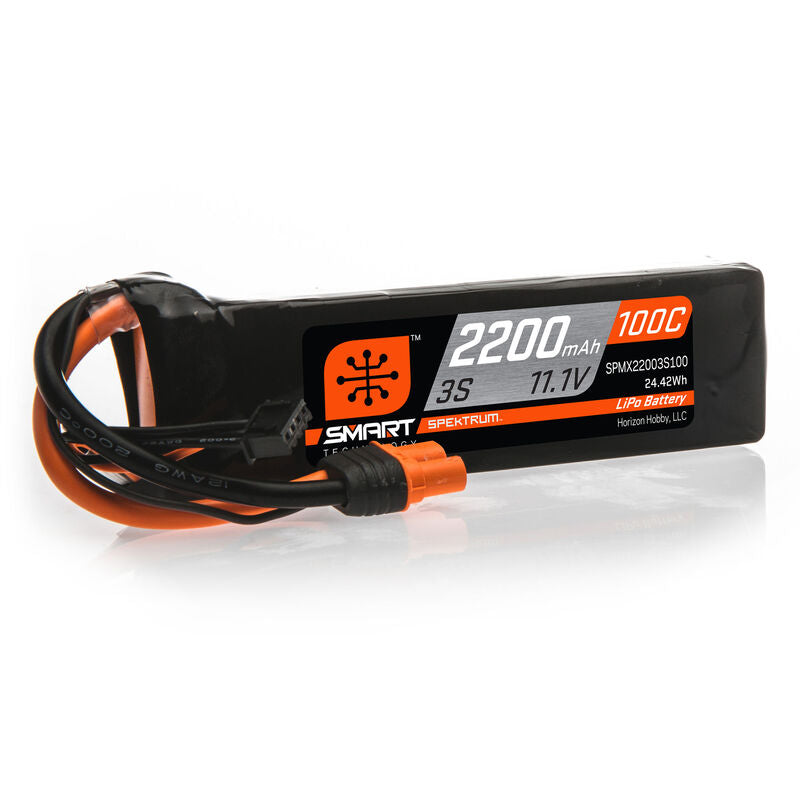 Spektrum RC 11.1V 2200mAh 3S 100C Smart LiPo Battery: IC3