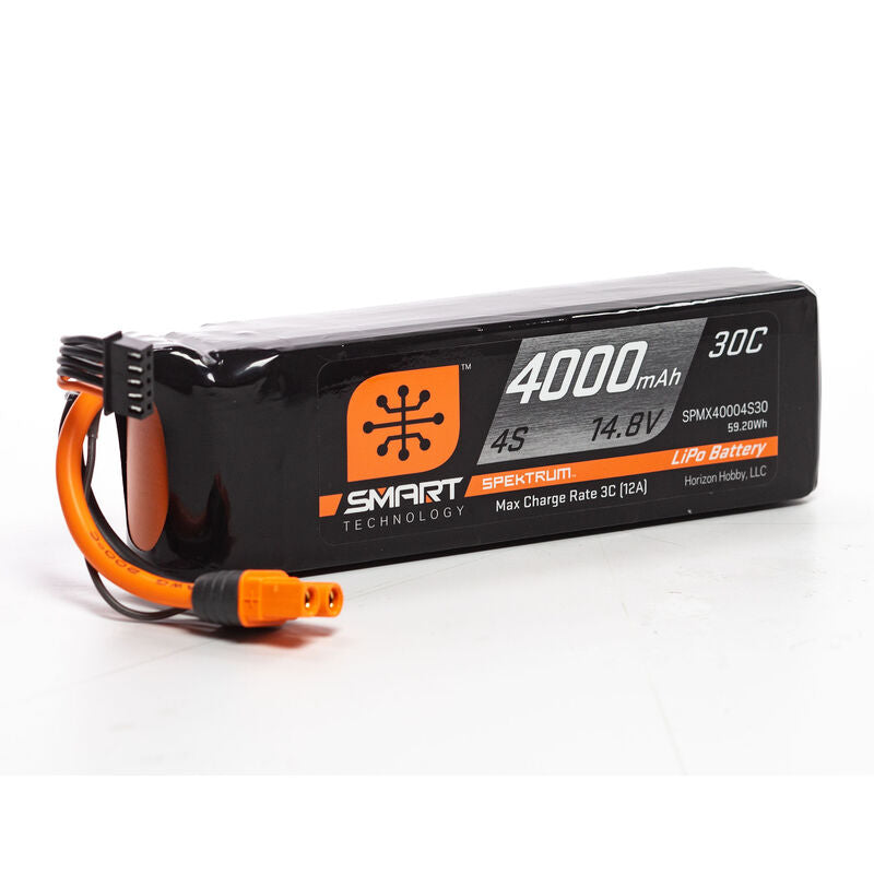 Spektrum RC 14.8V 4000mAh 4S 30C Smart LiPo Battery: IC3