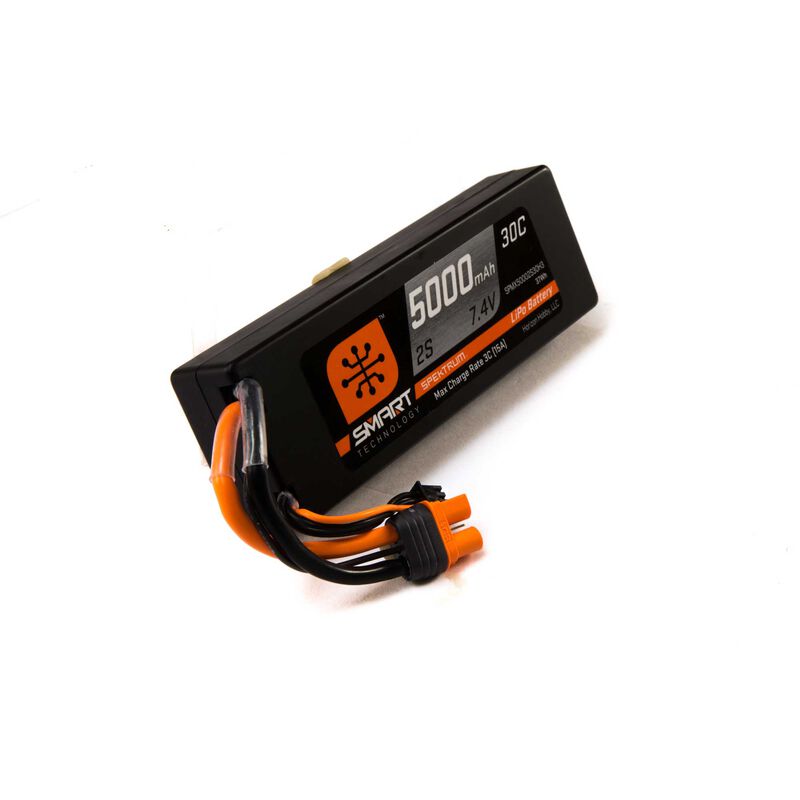 Spektrum RC 7.4V 5000mAh 2S 30C Smart LiPo Hardcase Battery: IC3