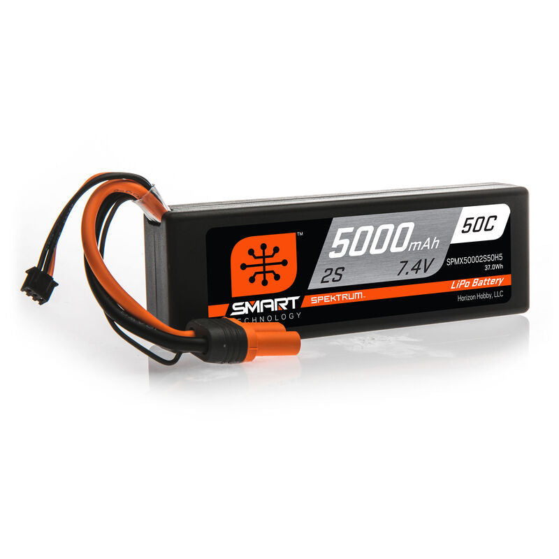Spektrum RC 7.4V 5000mAh 2S 50C Smart Hardcase LiPo Battery: IC5