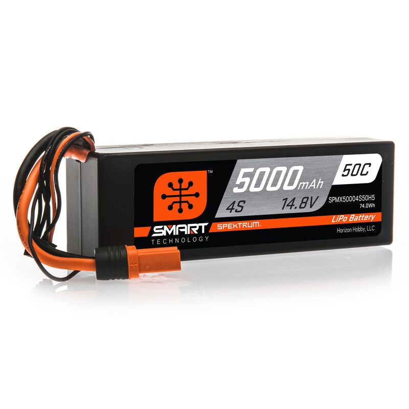 Spektrum RC 14.8V 5000mAh 4S 50C Smart Hardcase LiPo Battery: IC5