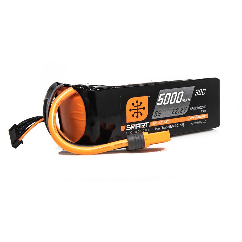 Spektrum RC 22.2V 5000mAh 6S 30C Smart LiPo Battery: IC5