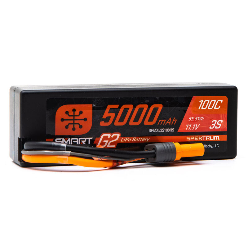 Spektrum RC 11.1V 5000mAh 3S 100C Smart G2 Hardcase LiPo Battery: IC5