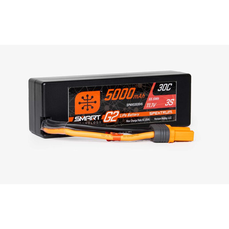 Spektrum 11.1V 5000mAh 3S 30C Smart G2 Hardcase LiPo Battery: IC5