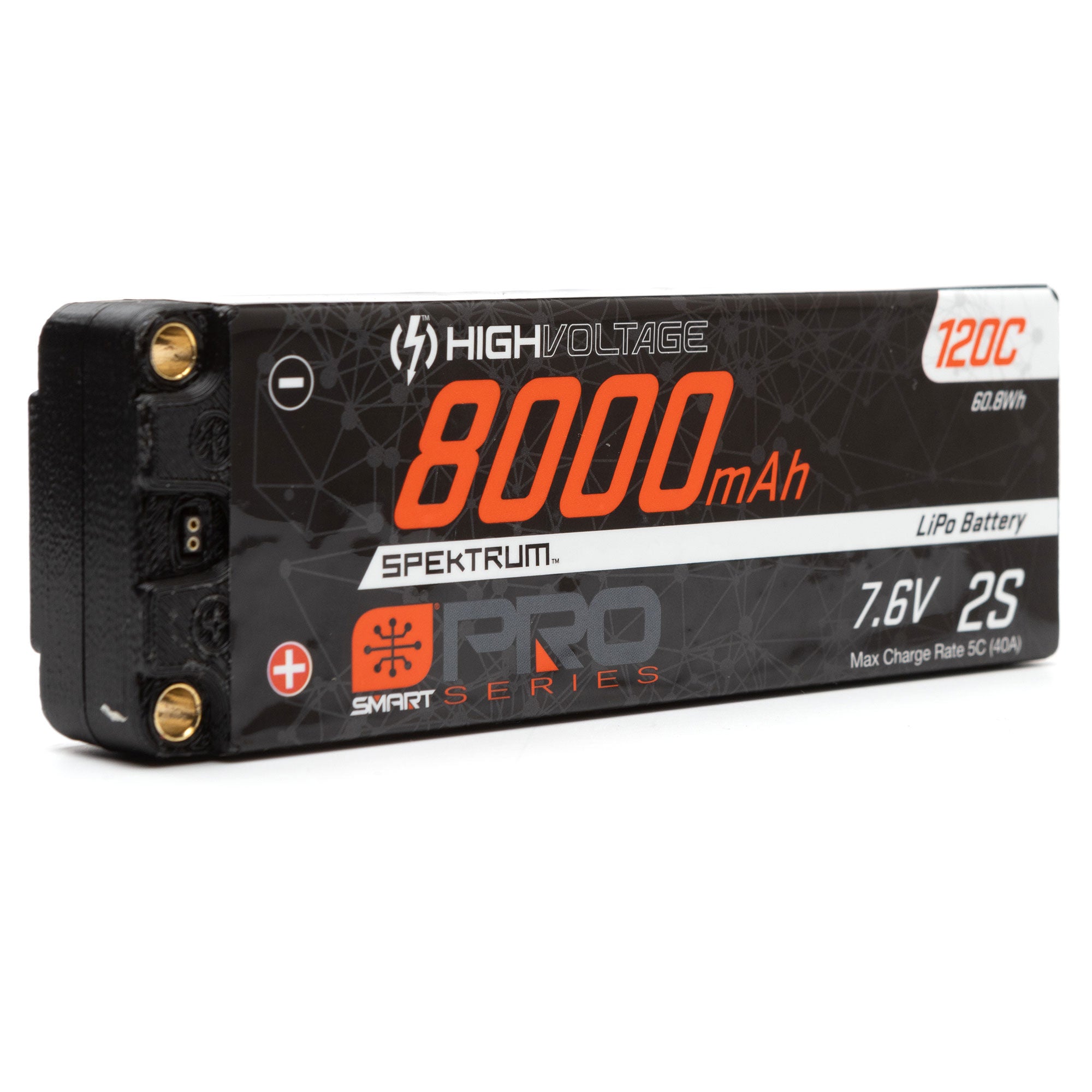 Spektrum 7.6V 8000mAh 2S 120C Smart Pro Race Hardcase LiHV Batería: Tubos, 5mm