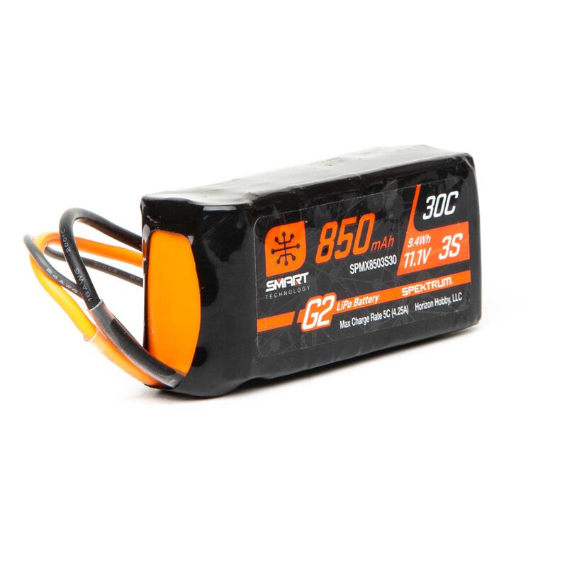Spektrum RC 11.1V 850mAh 3S 30C Smart G2 LiPo Battery: IC2