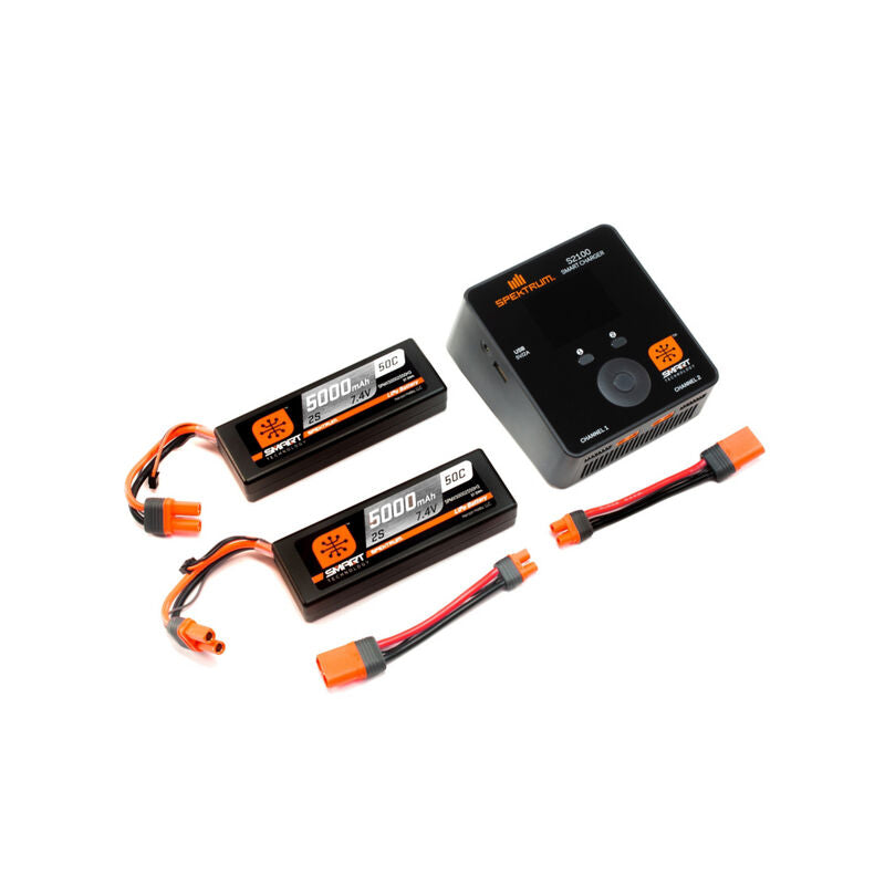 Paquete de superficie Smart Powerstage 4S: batería LiPo 2S de 5000 mAh (2)/cargador S2100 *Liquidación 