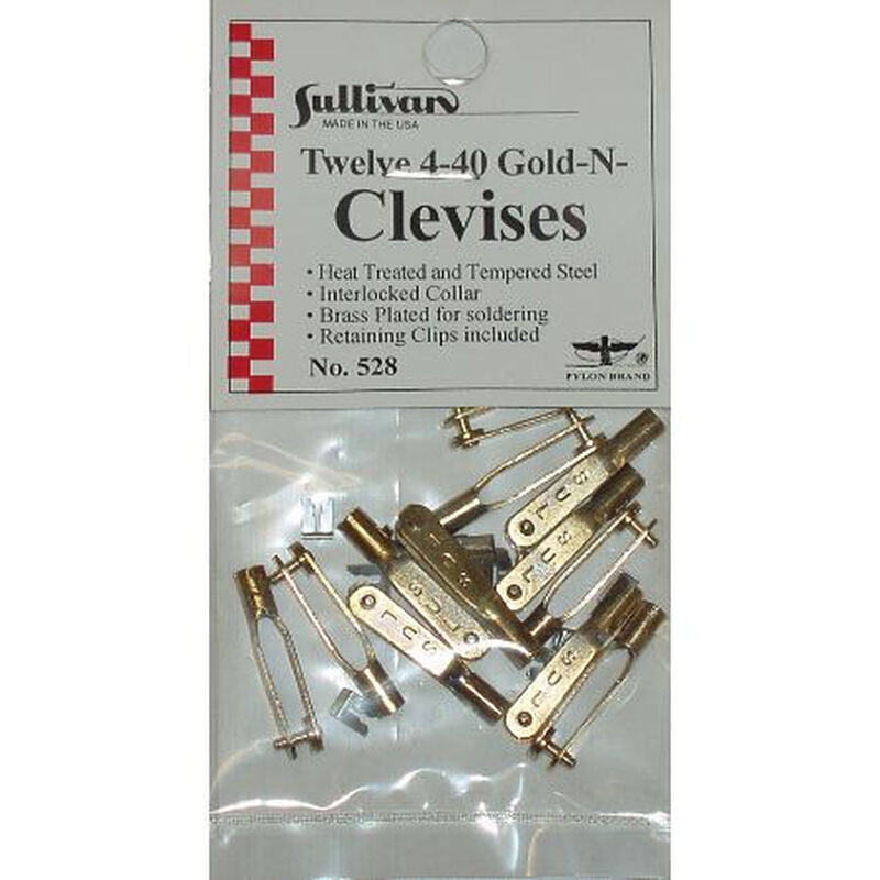 Sullivan 4-40 Gold-N-Clevises (12)