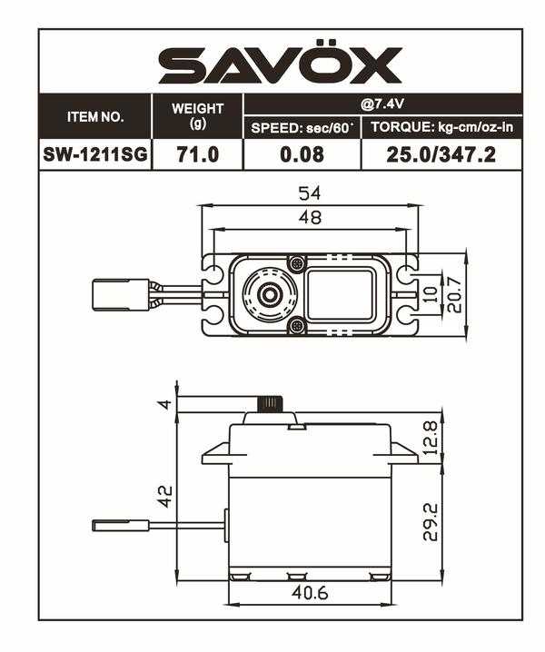 Savox SW-1211SG Waterproof Case Digital Steel Gear Servo *Archived
