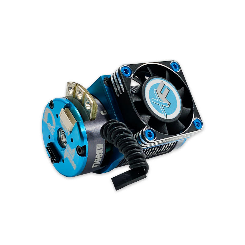 Trinity D8.5 ALUMINUM MOTOR COOLING FAN MOUNT WITH 40MM ALUMINUM FAN (BLUE) *Discontinued