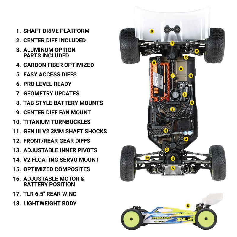 Team Losi Racing 1/10 22X-4 ELITE 4WD Buggy Kit Carrera 