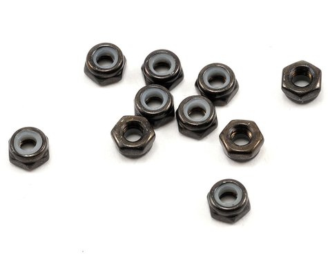 Tuerca hexagonal de bloqueo de nailon fino Axial M3 (negro) (10 piezas)