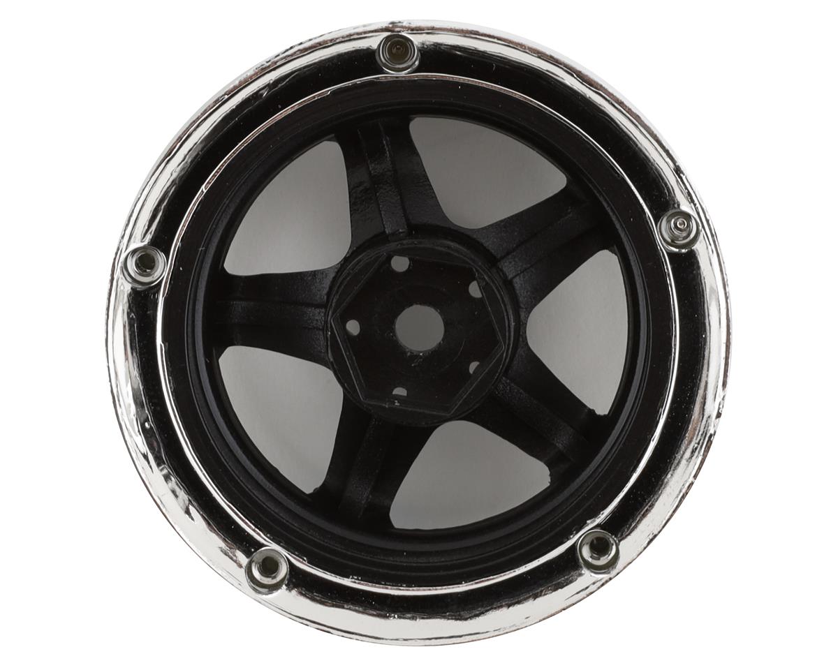 DS Racing Drift Element 5 Spoke Drift Wheels (Black & Chrome w/Black Rivets) (2) (Adjustable Offset)