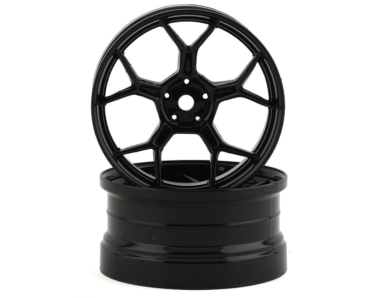 DS Racing Feathery Split Spoke Drift Rim (negro de alto brillo) (2) (compensación de 6 mm) con hexágono de 12 mm