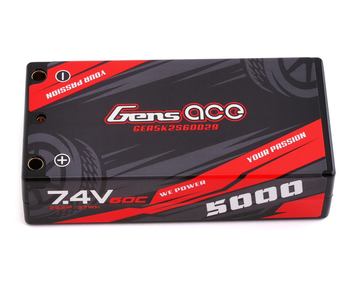 Gens Ace 2s 5000mAh 7.4V LiPo Battery 60C w/4mm Bullets & T-Style Adapter